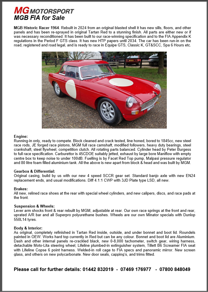 MG Motorsport MGB For Sale