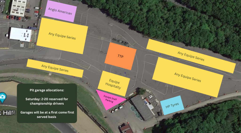 Pit garage allocations Saturday 2-20 reserved for championship drivers Garages will be at a first come first served basis